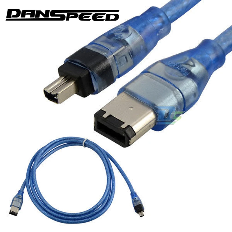 DANSPEED Синий 5 футов 1,5 м пожарный провод 6 Pin до 4 Pin IEEE 1394 iLink DV кабель для видео аудио устройства до 400 Мбит/с