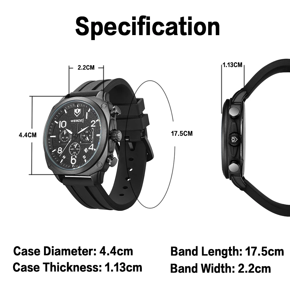 WEIDE мужской черный силиконовый ремень кварцевые Move Мужские t модные повседневные повторитель сигнала тревоги Календарь Часы наручные часы Relogio Masculino