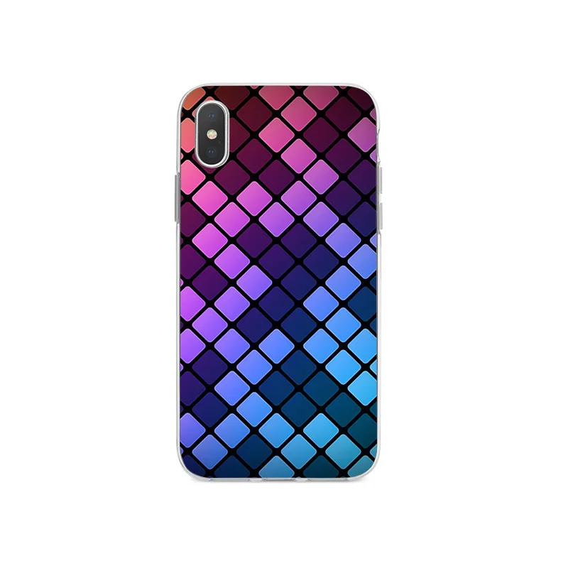 Colored Checkered Rhomb Pattern Silicone Phone Case For iPhone 6 6S 7 8 Plus X XS MAX XR 5 5S SE Soft Back Cover |