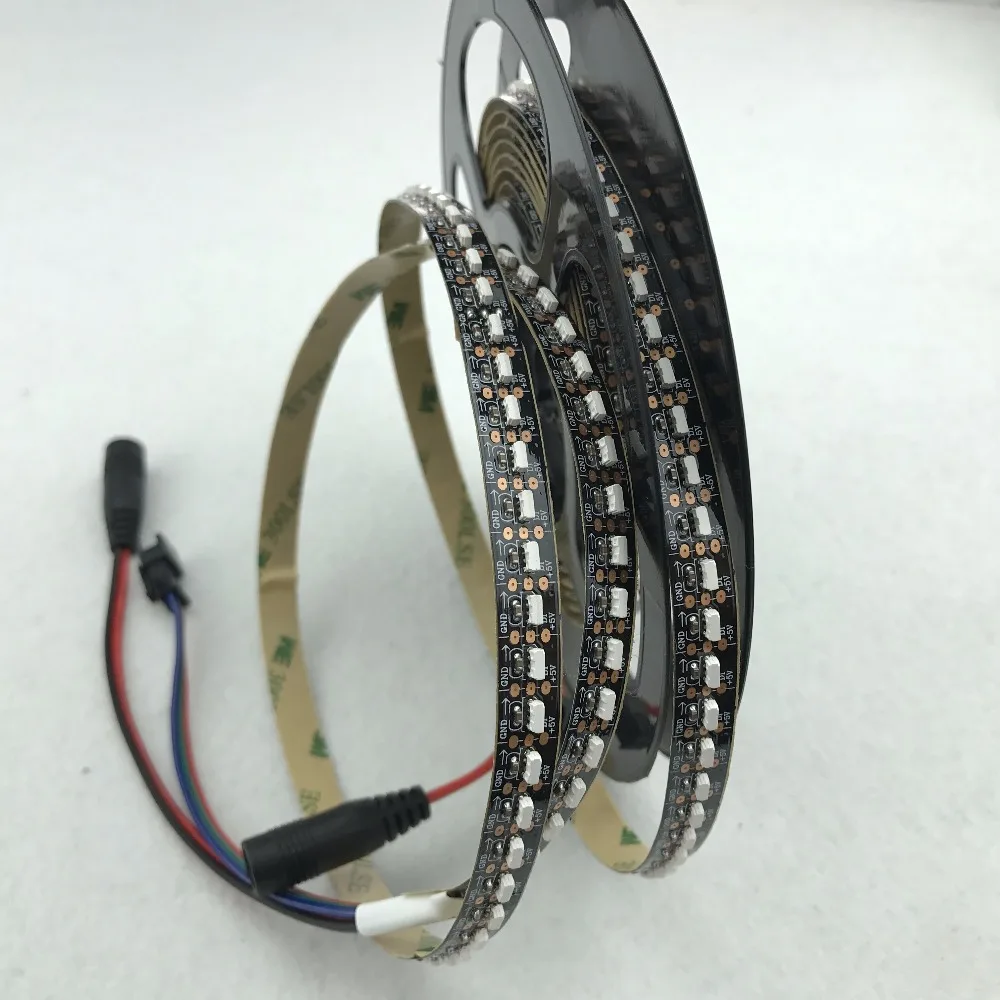 3 м/рулон 144 светодиодный s/m DC5V SK6812-4020 боковой излучающий адресуемый светодиодный гибкий полосы; не водонепроницаемый; IP33; Черный pcb
