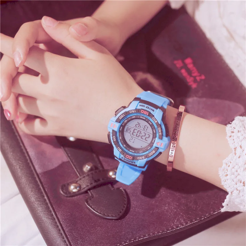 Уникальные светодиодные Женские электронные часы яркие цвета щебень женские