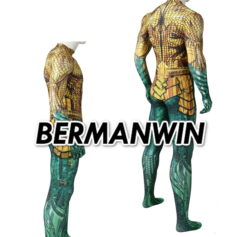 BERMANWIN высокое качество мышечный оттенок Аквамен Косплей Костюм новейший костюм