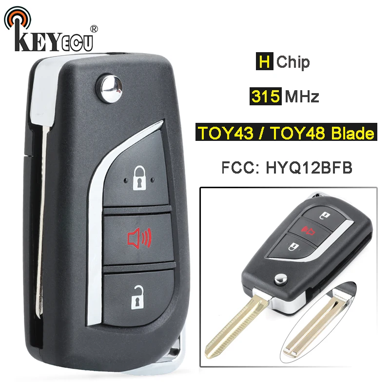 KEYECU 315 МГц H чип FCC: HYQ12BFB сменный складной 3 кнопочный пульт дистанционного