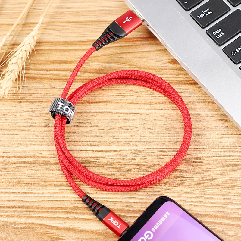 TOPK usb type C кабель 3 м для samsung S9 S8 USB мобильный телефон Быстрая зарядка Oneplus 6t Xiao mi Red