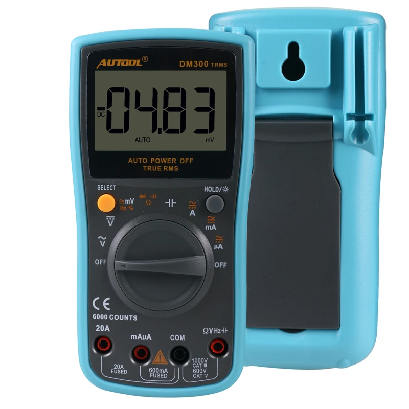 AUTOOL DM300 AC DC Цифровой мультиметр 6000 отсчетов большой ЖК-экран низкого напряжения