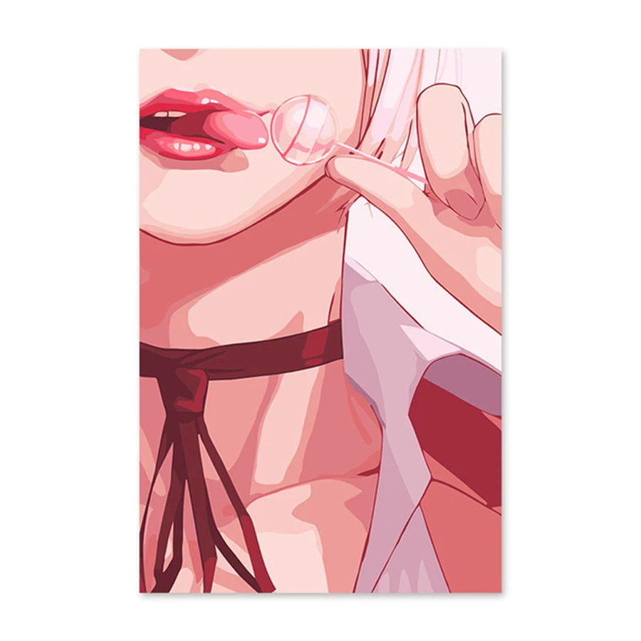 

Digital oil painting cartoon beauty lollipops tease pornography