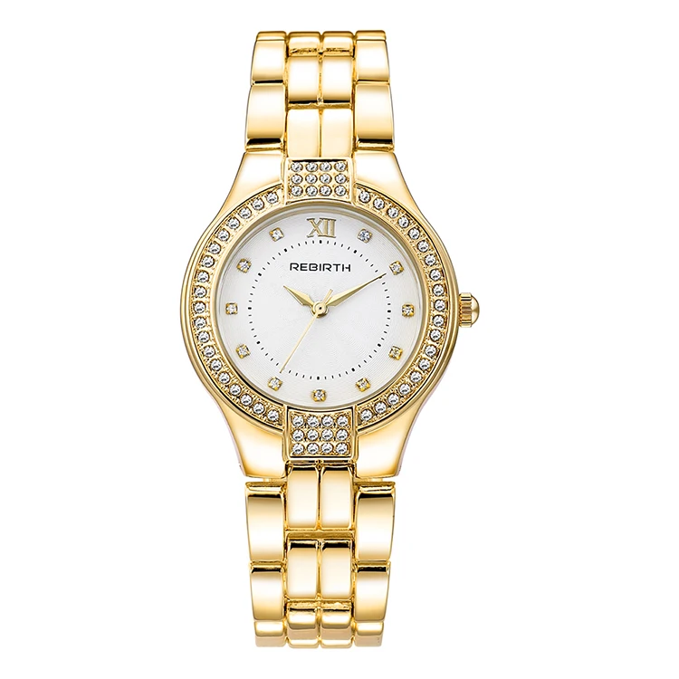 

Fashion 2019 Rebirth Top Brand Watch Women Gold Full Steel Luxury Bracelet Quartz Wrist Crystal Clock Ladies Casual Dress Female