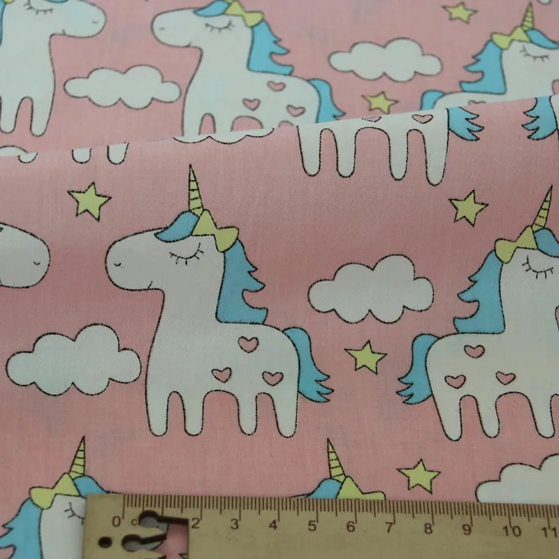 160*50 см мультфильм Единорог Diy саржа хлопчатобумажная ткань Лоскутная детская