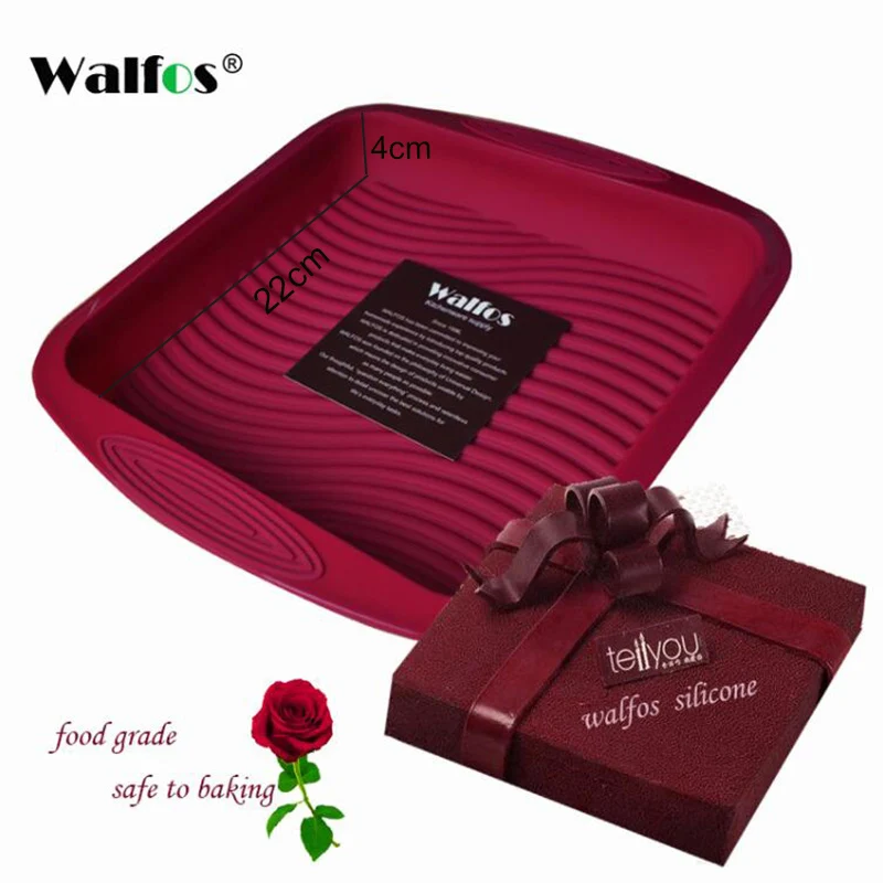 WALFOS square mold WALFOS 3D Ручная работа круглая форма силиконовая форма для торта 3 кекса желе пудинг печенье Мини Маффин Мыло Плесень DIY Инструменты для выпечки - Цвет: WALFOS square mold
