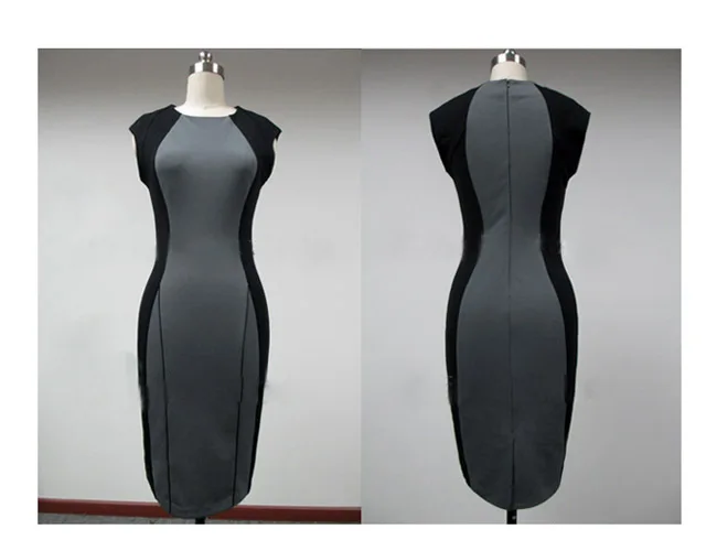 2014 spring-summer knitted hit color patchwork silm sexy dress o-neck sleeveless bandage dresses for women | Женская одежда