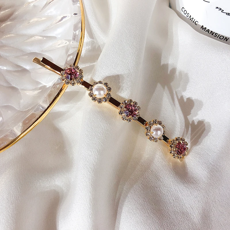 Женские заколки с блестящими кристаллами в Корейском стиле элегантные жемчугом