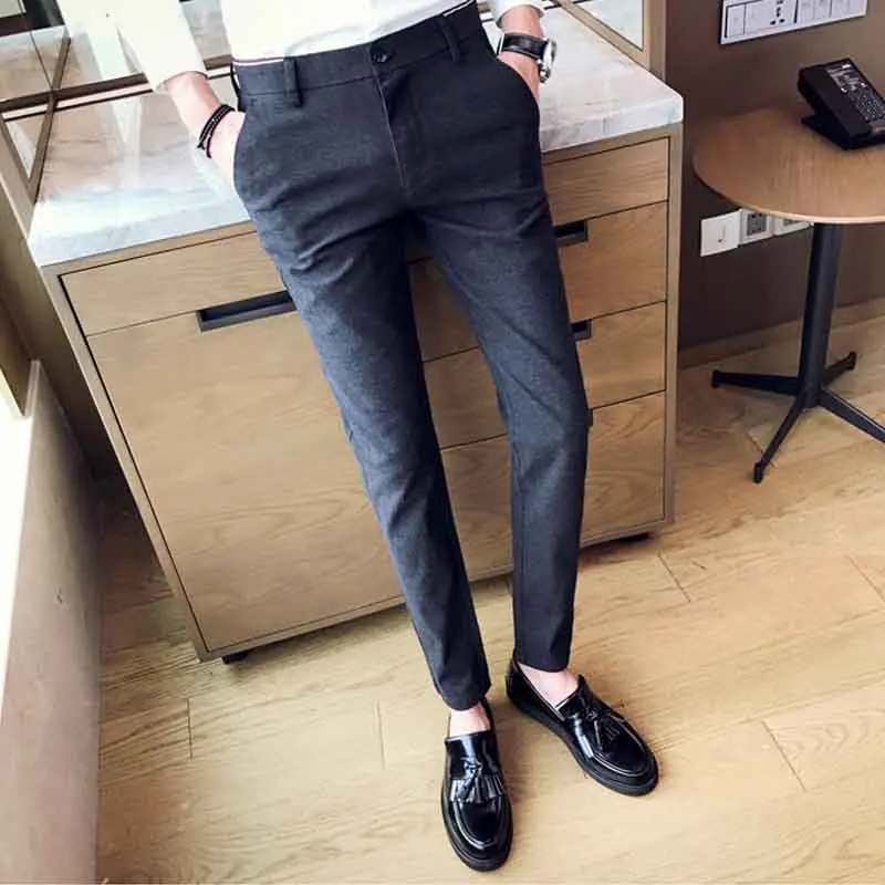 Весна Осень коммерция Повседневный прямой деловой костюм брюки мужские одежда