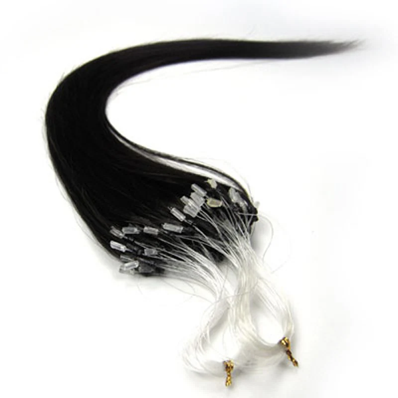 # 1B ZZHAIR 0,4 г-0,7 г 1"-24" волосы remy для наращивания на микро-петлях, человеческие волосы для наращивания, 100 г/упаковка, 40 г-70 г - Цвет: # 1B