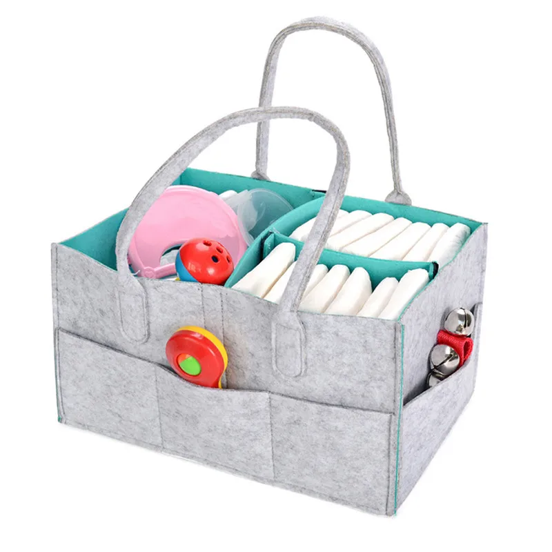 

Protable Foldable Felt Diaper Bag Multi-functional Kids Baby Clothes Toys Diaper Mummy Storage Organizer Pouch Tote Nursery Bag