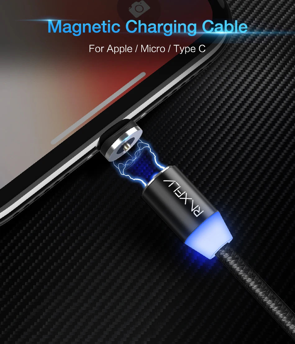 Магнитный usb-кабель RAXFLY 1 м 2 м для iPhone X XS Max нейлоновый Micro USB C type C кабель для samsung A50 A70 S9 Магнитный зарядный провод