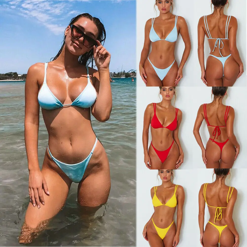 2 шт. повседневный Женский комплект бикини бандаж сексуальный высокая талия