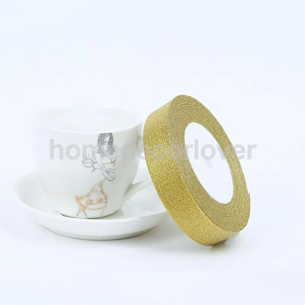 25 ярдов рулон органзы ленты ремесло Riband волос Лук Свадебный декор серебро/золото