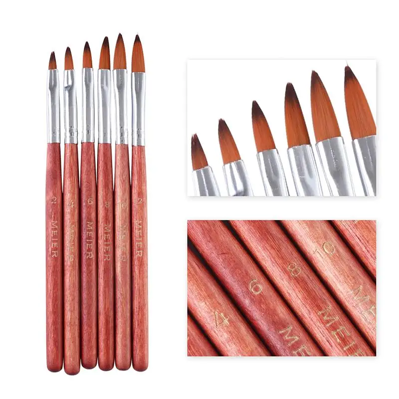 6 шт. Хрустальные акриловые салонные кисти для ногтей ручка для рисования краски аксессуары для маникюра
