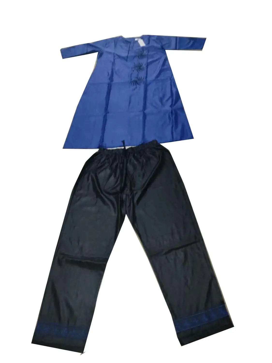 Blue black 3 предмета в комплекте комплект модные африканские одежда для женщин платья Брюки шарф Набор Базен riche халат вышивка африканские одежды S2946 - Цвет: Blue black