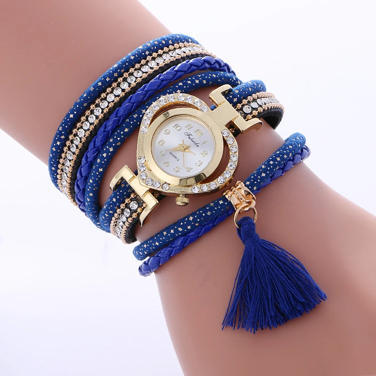 100 шт./лот fulaida кисточки кулон элегантность кожаные часы обернуть вокруг