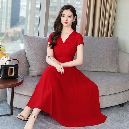 Женское свободное платье на молнии повседневное однотонное с V образным вырезом