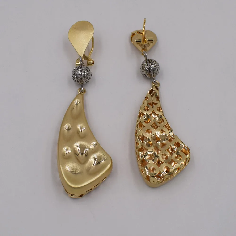 Женские длинные висячие серьги медные и золотистые серьги-подвески в