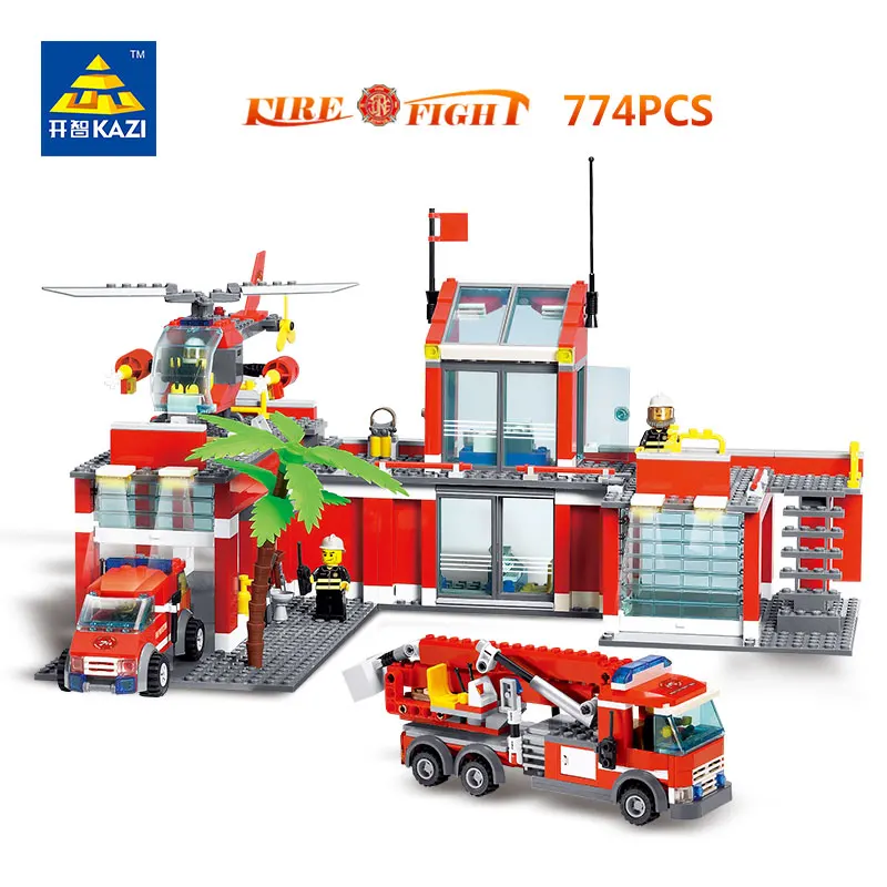 KAZI 8051 Building Blocks 774 pcs Fire Station Model Bricks Educational Toys For Children Brinquedos | Игрушки и хобби