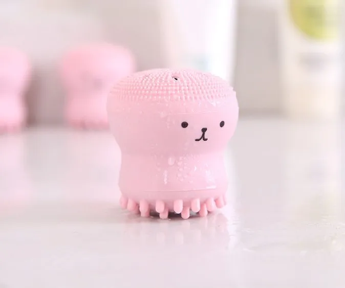 60pcs/lot Double-headed Multi Silicone Jellyfish Facial Brush Soft Baby Octopus Brush Cleanser Mini Skin Care Tools HA521