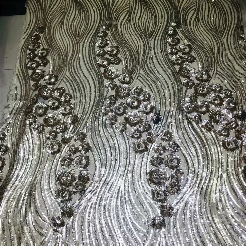 

French Net Lace Fabric 2019 Latest African tulle laces fabrics with embroidery lace mesh tulle Sequins laces fabrics 2l3065-2370