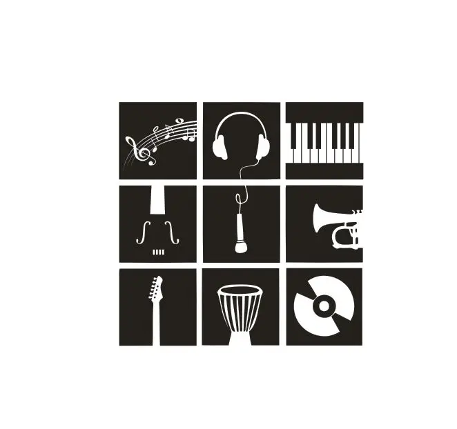 Музыкальный набор инструментов Настенная Наклейка барабанная гитара Примечания