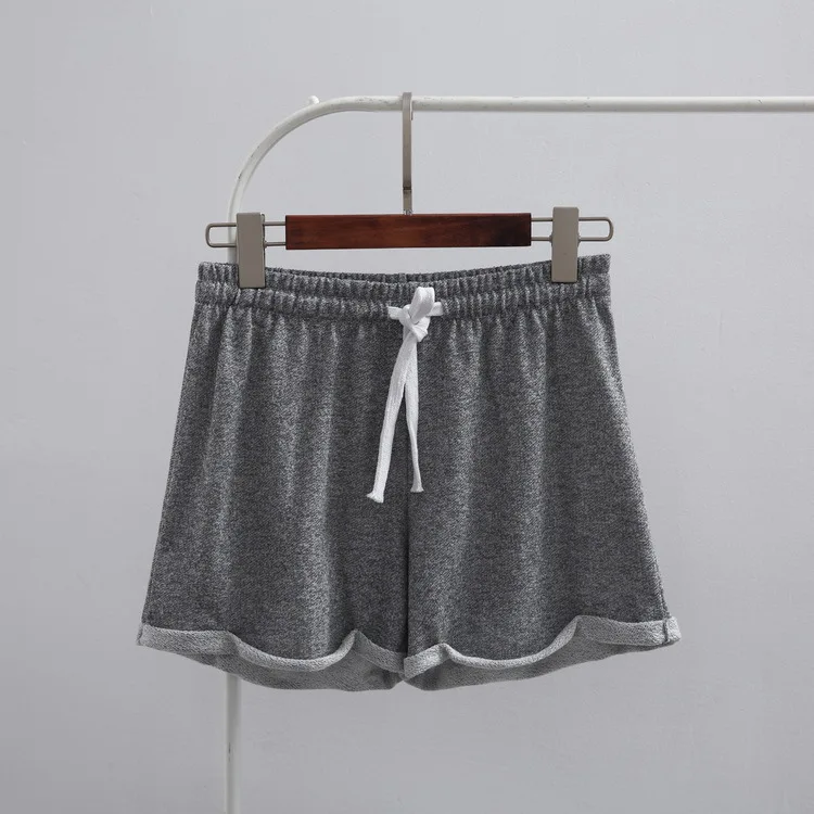 Light gray Shorts Женские спортивные шорты, новинка, летние, европейский стиль, повседневные, для девушек, с манжетами, хлопок, сексуальные, для дома, короткие, эластичные, женские шорты для фитнеса - Цвет: Light gray Shorts