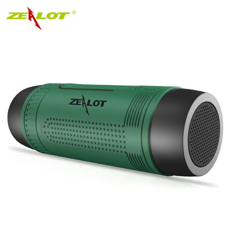 Zealot S1 Bluetooth динамик fm радио Водонепроницаемая уличная переносная маленькая Беспроводная динамик для велосипеда поддержка tf-карты, power Bank+ фонарик+ крепление для велосипеда - Цвет: Green