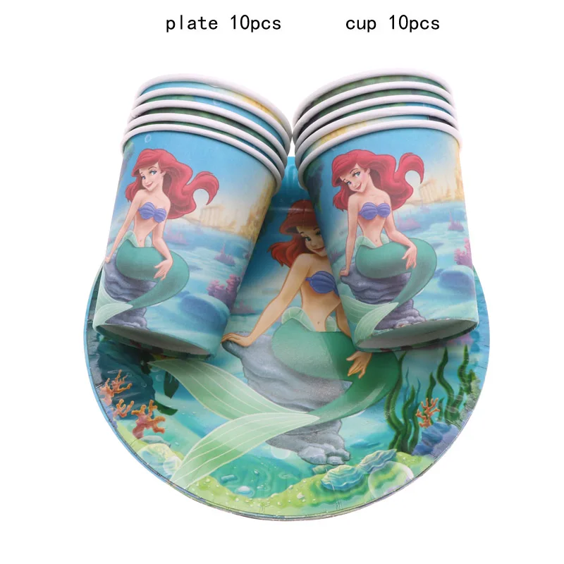 mermaid Минни Маус вечерние украшения Дети Единорог одноразовые посуда тарелки чашки, ребенок, душ принадлежности для дня рождения - Цвет: mermaid