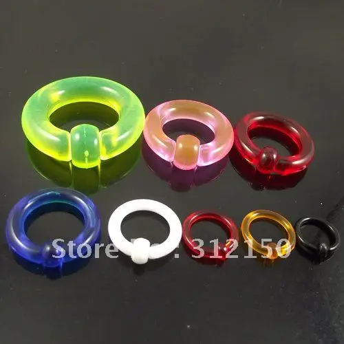 

120 шт. Бесплатная доставка Оптовая продажа модные смешанные 8 размеров Акриловые конические ушные затычки Roubd УФ ювелирные изделия тело тунн...