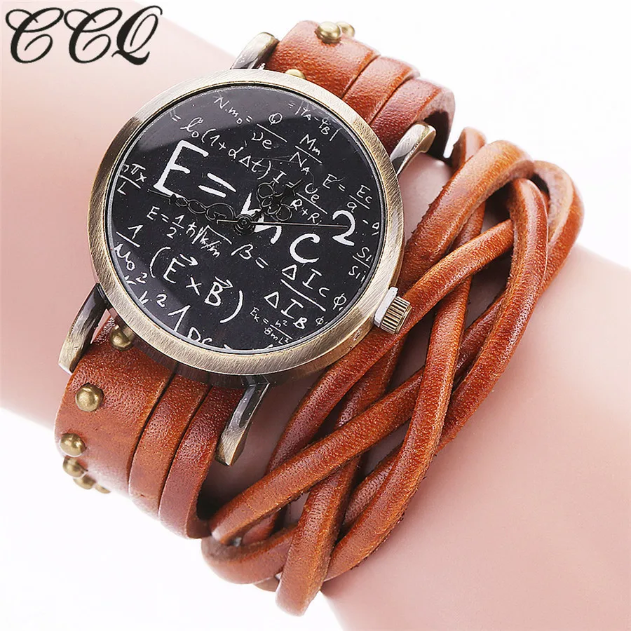 Женские ВИНТАЖНЫЕ КВАРЦЕВЫЕ ЧАСЫ CCQ повседневные часы из натуральной кожи с