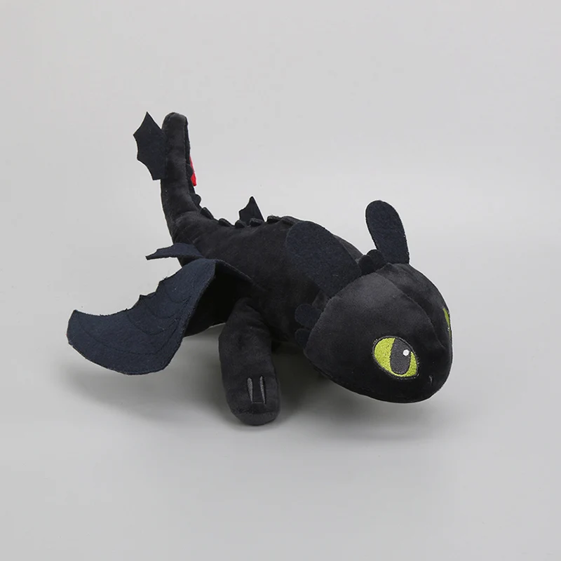 33cm black Эксклюзивный 35 см белый Беззубик Как приручить дракона 3 плюшевая игрушка Ночная фурия белый дракон светильник Fury чучело игрушки куклы - Цвет: 33cm black