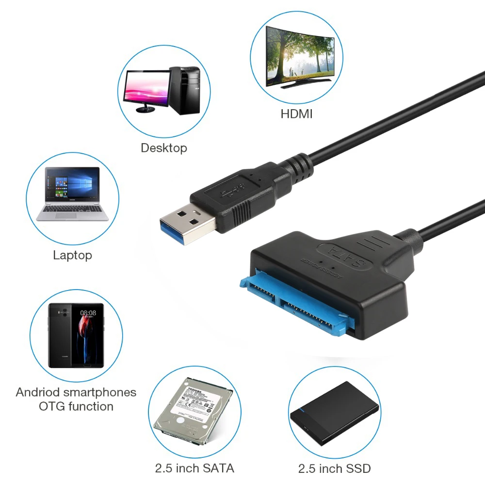 JZYuan Sata к USB 3 0 SATA кабель 22pin адаптер III конвертер для ноутбука 2 5 &quotSATA HDD SSD жесткий