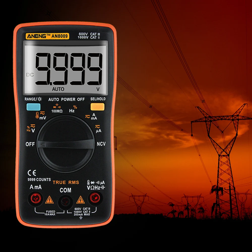 ANENG AN8009 Автоматический цифровой мультиметр NCV Омметр AC/DC Напряжение Амперметр ток температура вольтметр Электрический измеритель