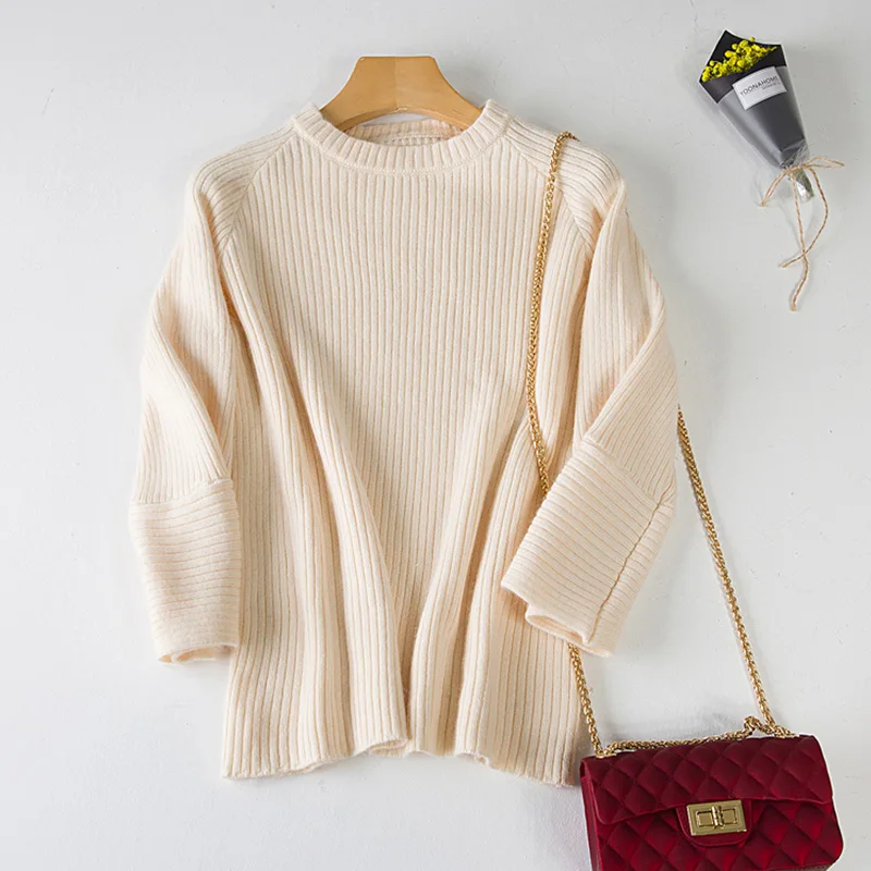 Фото Women Jersey New Fashion High Quality Pure Cashmere Fluffy Soft Twist Knitted Flare Sleeve Pullover Sweater Женская одежда Women Jersey New Fashion High Quality Pure Cashmere Fluffy Soft Twist Knitted Flare Sleeve Pullover Sweater Женская одежда