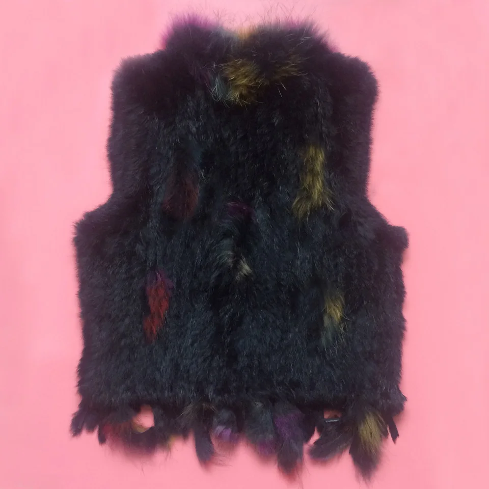 Новинка Модный женский жилет Ifur из натурального кроличьего меха с цветным