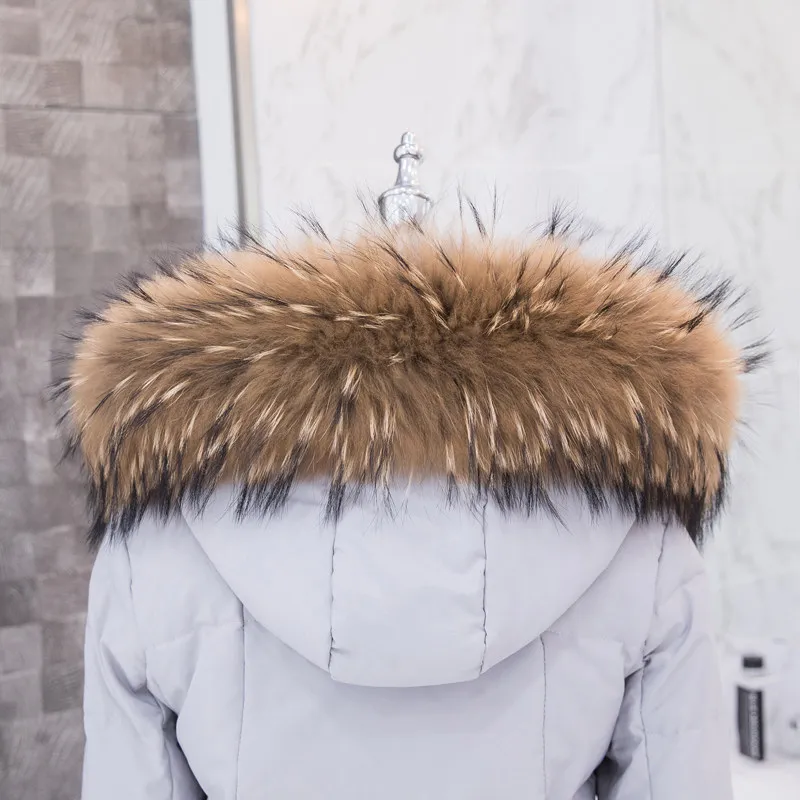 ZDFURS* Роскошный шейный теплый меховой шарф для пальто зимой натуральный мех енота меховой воротник шарф для меховая Парка женская шаль обертывания