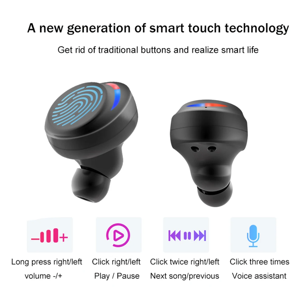 Bluetooth 5 0 TWS беспроводная гарнитура 3000 мАч сенсорное управление 6D стерео HD звук IPX8