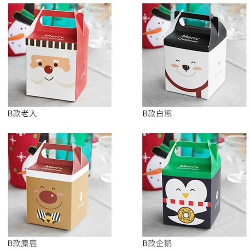 

10pcs 4 Designs 9x9x10cm Red White Christmas Apple Boxes Gift Box Candy Boxes Biscuit Boxes Merry Christmas For Christmas Party