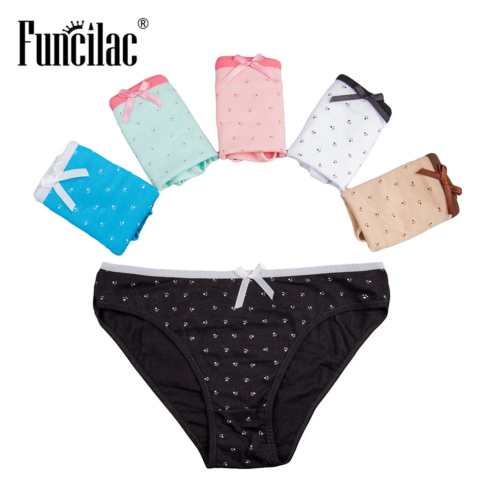 Женские бесшовные трусики FUNCILAC хлопковые в горошек с принтом 5 шт./лот | Женская