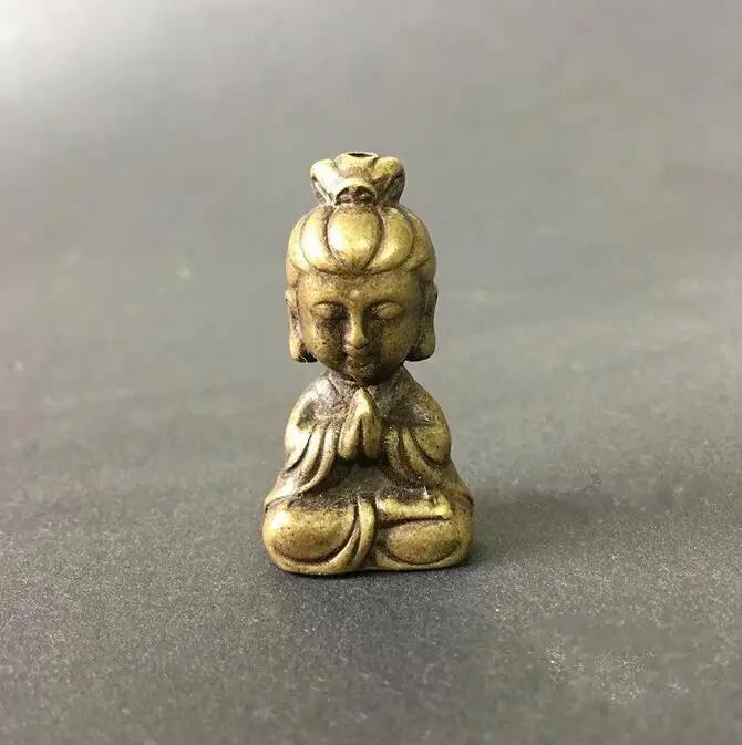Медная сборная китайская латунная резная статуя Gaun Yin Kwan Bodhisattva Изысканная