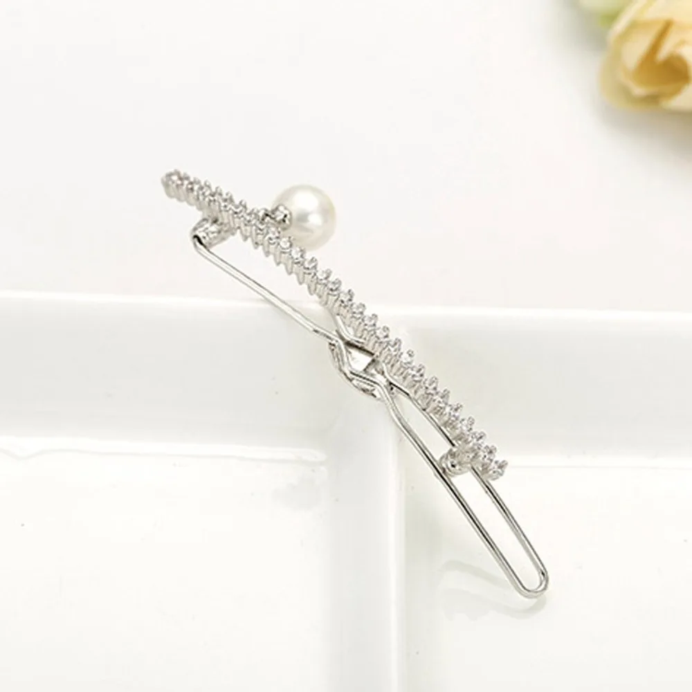 Женская заколка для волос LUOTEEMI с фианитами и искусственным жемчугом подружки