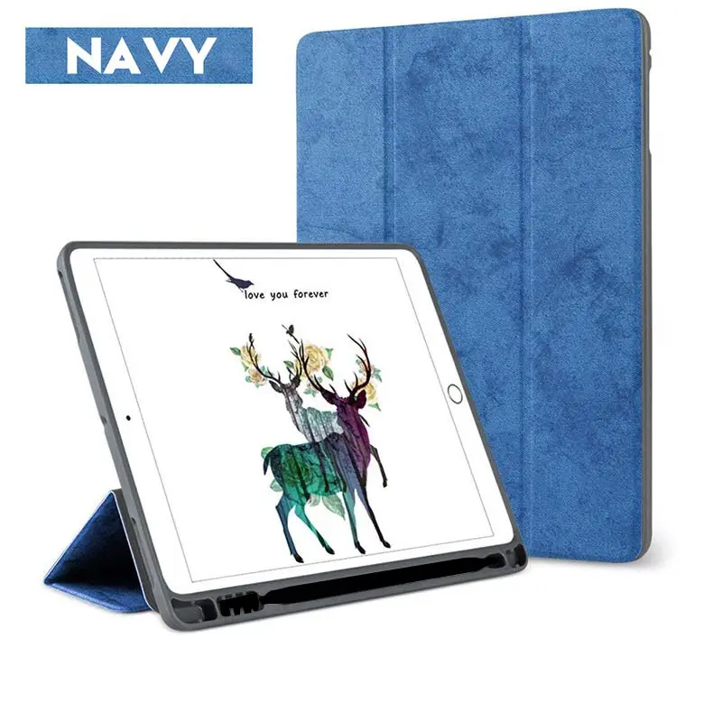 9.7 2017 2018 Navy 2 Чехол для нового iPad 9,7 дюйма чехол с карандашом-держателем Умный Магнитный ТПУ силиконовый чехол для iPad 5-го 6-го поколения Funda - Цвет: 9.7 2017 2018 Navy 2