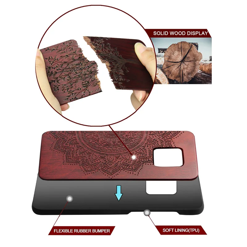 for Samsung S9 case Galaxy plus cover shockproof protective capas coque real Wood carving phone cases |
