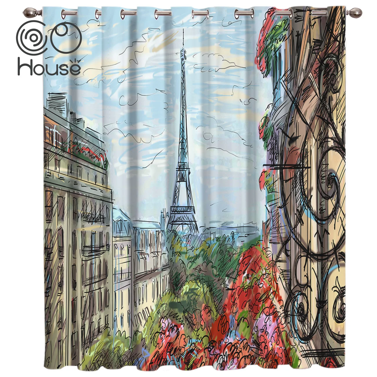 COCOHouse Пейзаж Париж оконные шторы Valance Декор ванная комната спальня ткань