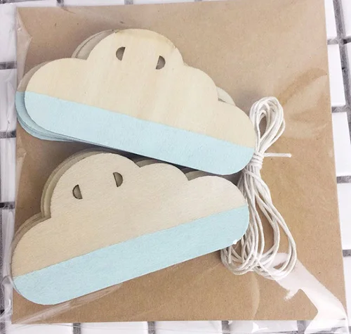 cloud light blue 10 шт., скандинавский лебедь/мороженое, настенные украшения, баннер, деревянные фишки, облака, сделай сам, тянут цветы, детская комната, палатка, украшение, подарок - Цвет: cloud light blue